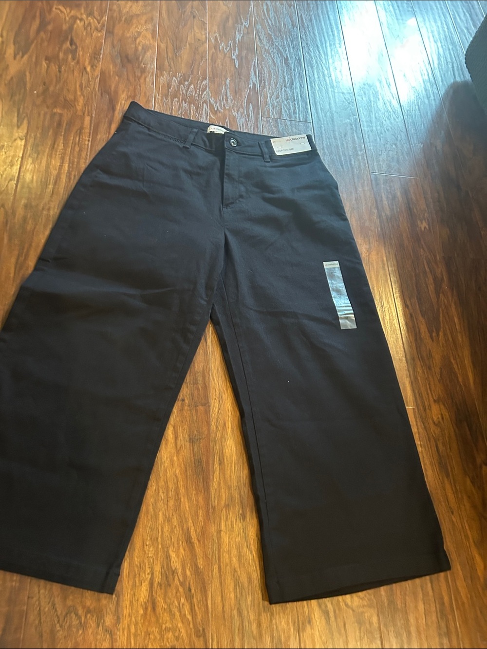Women’s Black Wide-Leg Pants Crop Trouser Sz 12